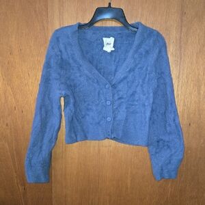 Aerie Cropped Blue Cardigan Sweater